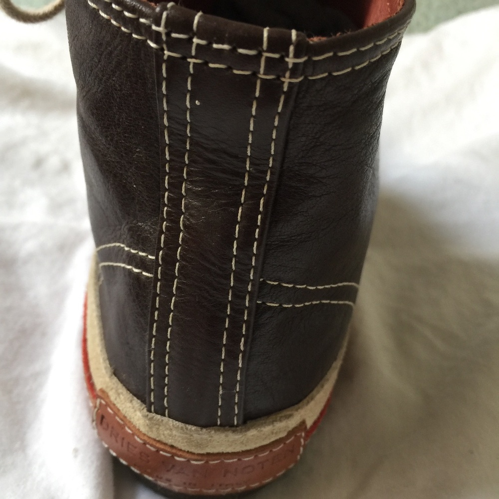 Vintage Never Worn. . Dries Van Noten high top brown leather and suede - Picture 5 of 7